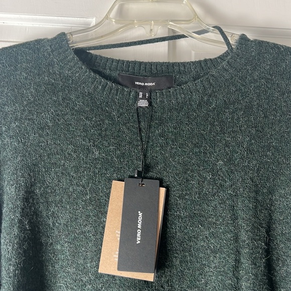 Women’s Forest Green Crew Neck Sweater Dress - Picture 2 of 3